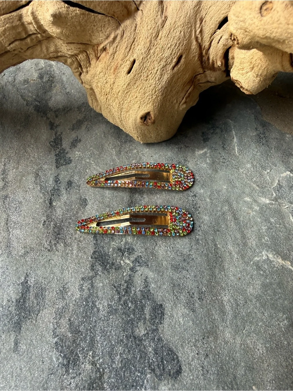 New🌟Free People-Multicolor Crystal Snap Hair Clips - Set of 2
